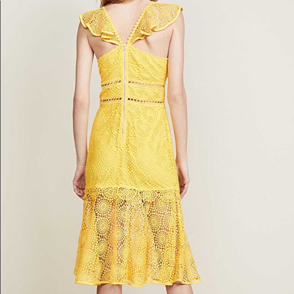 Saylor Leilani yellow lace midi dress M - Picture 3 of 7